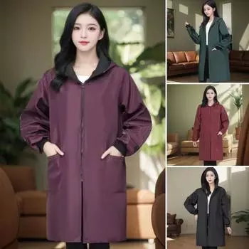 Пальто с защитой от масла и высокой цветовой насыщенностью, женская куртка с капюшоном и длинным рукавом, термоизоляционная водонепроницаемая верхняя одежда M темно-красного