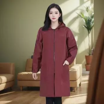 Пальто с защитой от масла и высокой цветовой насыщенностью, женская куртка с капюшоном и длинным рукавом, термоизоляционная водонепроницаемая верхняя одежда S темно-красного