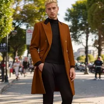 Пальто шерстяное мужское повседневное пальто большого размера M