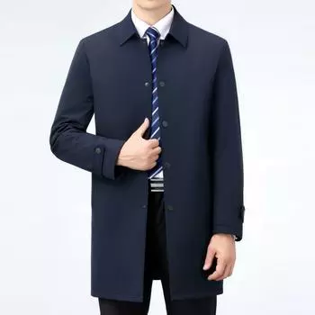 Пальто средней длины из хлопка, зимняя ветровка для папы среднего возраста, деловое повседневное пальто из хлопка с утолщенными лацканами 170