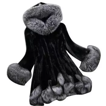 Пальто средней длины с капюшоном из искусственного меха, женская верхняя одежда, пальто на зиму M белый