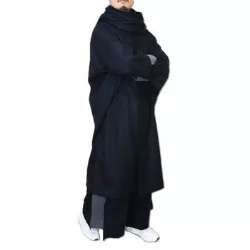 Пальто Tobi Пальто Tombi с кашне Стиль кимоно Tombi Повседневный Японский дизайн Японский узор Японский стиль Пальто Happi Подарок самураю Унисекс Favolic чёрный
