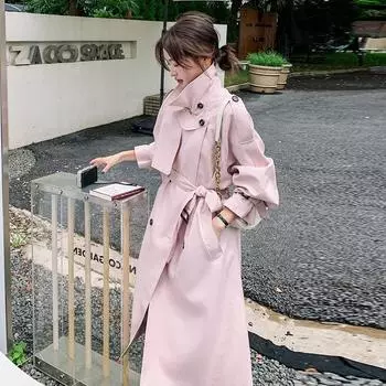 Пальто-тренч цвета хаки, женское осеннее свободное пальто большого размера в британском стиле, выходит на улицы S