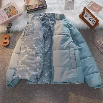 Пальто унисекс из хлопка с двухсторонним принтом — модное, теплое, свободного кроя для осени и зимы L абрикосовый