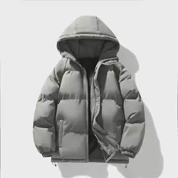 Пальто унисекс из хлопка с капюшоном — плотное, теплое, однотонное, на осень/зиму 2024 г. 4XL