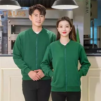 Пальто унисекс с воротником-стойкой, застежкой-молнией, длинными рукавами, эластичными манжетами, однотонным рисунком, с карманом, для любителей спортзала, бейсбольной спортивной куртки, повседневной одежды для работы S красный