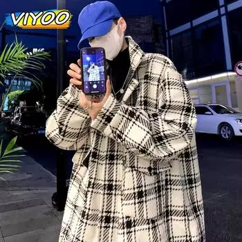 Пальто в корейском стиле для мужчин и женщин, клетчатые рубашки с длинными рукавами, свободные куртки больших размеров, топы, весенне-осенняя одежда, уличная одежда