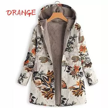 Пальто в стиле ретро с цветочным принтом, повседневная флисовая куртка на молнии с длинными рукавами, женская термосумка с карманом Manteaux Dames S темно-синий