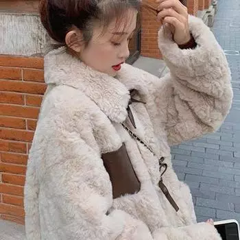 Пальто женское 2024 года новое популярное овечье шерстяное сокращение возраста красивый иностранный стиль плюшевая одежда осень и зима S Recommended 80-52.5 kg
