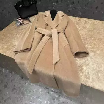 Пальто женское альбака альпака плюш длинное Max Home 101801 классическое меховое пальто 34 (within 52.5 kg) верблюд