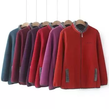 Пальто женское очень большого размера 6XL флисовая куртка для полных матерей осень-зима верхняя одежда пальто для женщин среднего возраста женские топы 6XL красный
