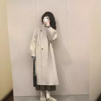Пальто женское осенне-зимнее новое шерстяное пальто высокого класса, небольшого размера, средней и длинной длины S
