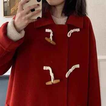 Пальто женское осенне-зимнее новое утолщенное маленькое среднее и длинное шерстяное пальто S