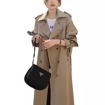 Пальто женское среднее и длинное новое двубортное пальто с поясом S