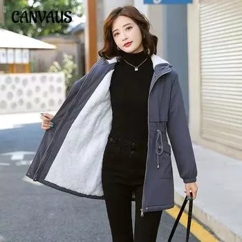 Пальто женское средней длины зимнее повседневное стеганое хлопковое толстое пальто-куртка M серый