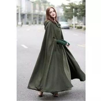 Пальто Женское Тренч Кардиган Куртка Пальто Накидка Плащ Пончо Плюс Tag M=US XS зелёный