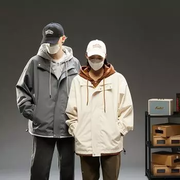 Пальто Женское Весна и Осень Ранняя Осень С Капюшоном Верх Свободный Плюс Размер Куртка S