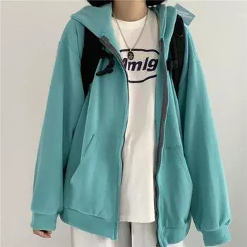 Пальто женское весенне-осеннее тонкое свободное модное студенческое толстовочное пальто на молнии кардиган бейсбольная форма M фиолетовый