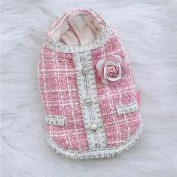 Пальто-жилет с запахом и каймой для собак, куртка для щенков с открытыми рукавами, теплая флисовая куртка, зимняя S