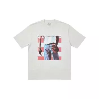 Palace Born To Bun Album Пародийный принт Повседневная футболка с короткими рукавами Топы унисекс Серый P20TS070 S