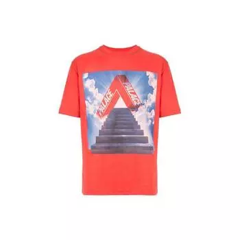 Palace Creative Print Crew Neck Short Sleeve T-Shirt Men Tops Red P16TS137 L