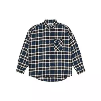 Palace Фланелевая рубашка с заниженными плечами Темно-синяя мужская верхняя одежда Синяя P23SHT070 S