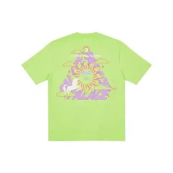 Palace Футболка FW21 Da One, светло-лаймовая, с треугольным рисунком, с круглым вырезом и коротким рукавом, унисекс, зеленая P21TS056 S