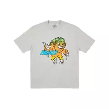 Palace Футболка FW21 Large Up, серая меланжевая, с мультяшным принтом, с круглым вырезом, коротким рукавом, унисекс, футболка PAL-FW21-391 M