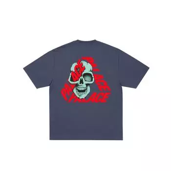 Palace Футболка P3 Skull Темно-синяя Унисекс Топы Синяя P28TS145 L
