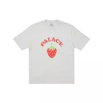 Palace Футболка с короткими рукавами и круглым вырезом с принтом фруктового алфавита, топы унисекс, серо-марловый P22TS038 XL