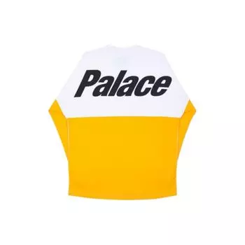 Palace Футболка с круглым вырезом и длинным рукавом с буквенным принтом и заниженными плечами, топы унисекс, желтый P14LS029 M