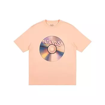 Palace Футболка с надписью Cd, персиковая, с принтом дисков, с коротким рукавом, футболки унисекс, розовые PAL-SS18-021 L