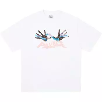 Palace Футболка с принтом Hands On Белая Унисекс Топы P27TS331 S