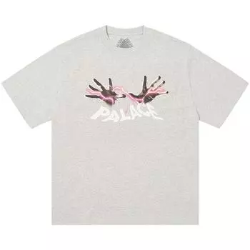Palace Футболка с принтом Hands On Серо-меланжевая Унисекс Топы P27TS362 S