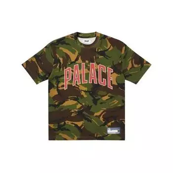 Palace Футболка унисекс с круглым вырезом и большим логотипом, камуфляжно-зеленая P20ES077 L