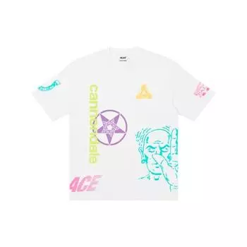 Palace Футболка X Cannondale Mad Boy белая FW21 с принтом логотипа, круглым вырезом и коротким рукавом, унисекс, футболки P21CTS002 L