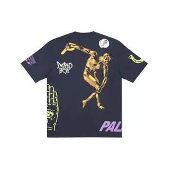 Palace Футболка X Cannondale Mad Boy с принтом логотипа, топы унисекс, темно-синий, черный, желтый P21CTS001 XL