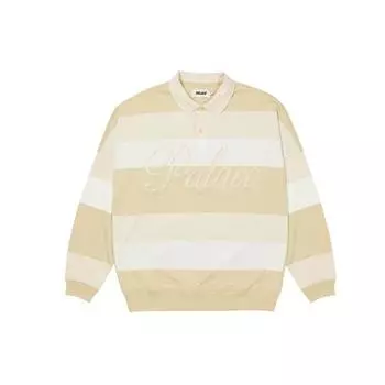 Palace FW21 Классическая полосатая рубашка-поло с заниженной линией плеч и длинными рукавами, унисекс, кремовый цвет P21ES042 M