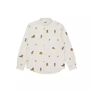 Palace FW21 Рубашка с длинными рукавами и вышивкой мультфильма Гарфилд, топы унисекс, белые P21SHT002 L