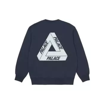 Palace FW21 Толстовка Slub Crew с треугольным логотипом и принтом унисекс, темно-синяя P21CS069 M