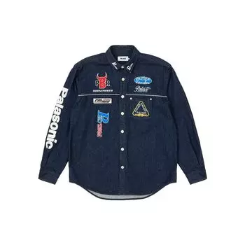 Palace FW22 Родео, рубашка с длинными рукавами и буквенным принтом, мужские топы, темно-синие P23SHT067 L