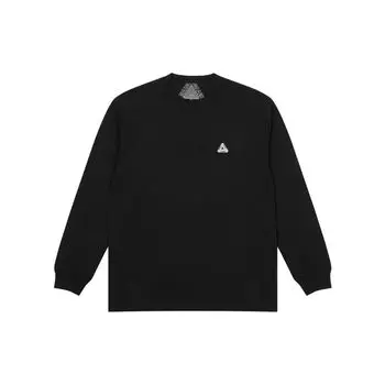 Palace FW23 Футболка с круглым вырезом и длинными рукавами Sofar с треугольным логотипом, топы унисекс, черные P17LS025-FW23 S