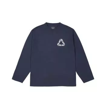 Palace FW24 P3 Long Sleeve Crew Neck T-Shirt With Back Letter Print Unisex Tops Navy-Blue P27LS004 XL