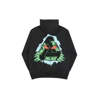 Palace Хэллоуин Треугольник Логотип Свободный пуловер Толстовка унисекс Черный P19HD042 M