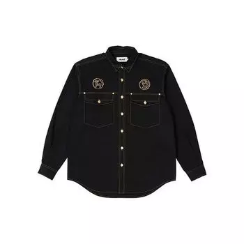 Palace Interest Matsushita Logo Рубашка с воротником-стойкой и длинными рукавами Топы унисекс Черный P20SHT005 S