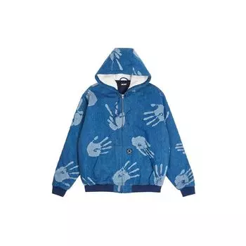 Palace Куртка-пуховик с капюшоном и принтом руки Active Bredda, унисекс, верхняя одежда, синяя, PAL-FW20-097 M