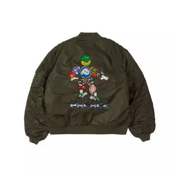 Palace Куртка X Pezlondon Pezman Ma1 Оливковая куртка-бомбер на молнии с длинными рукавами и мультяшным логотипом, верхняя одежда унисекс P20JK115