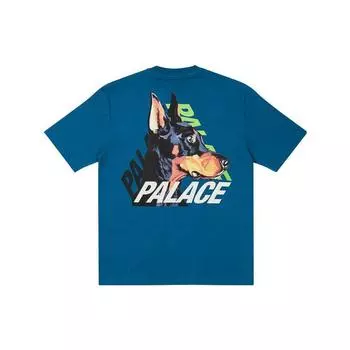 Palace P-3-K-9 Повседневная футболка с короткими рукавами и принтом собаки, топы унисекс, синяя P22TS168 XL