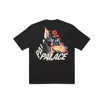 Palace P-3-K-9 Узор собаки с логотипом и принтом повседневная футболка с коротким рукавом унисекс топы черного цвета P22TS165 S