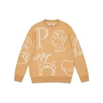 Palace Palasonic Fun Panasonic Logo Мультяшный вязаный свитер с длинными рукавами, топы унисекс, желтый P20KW002 L